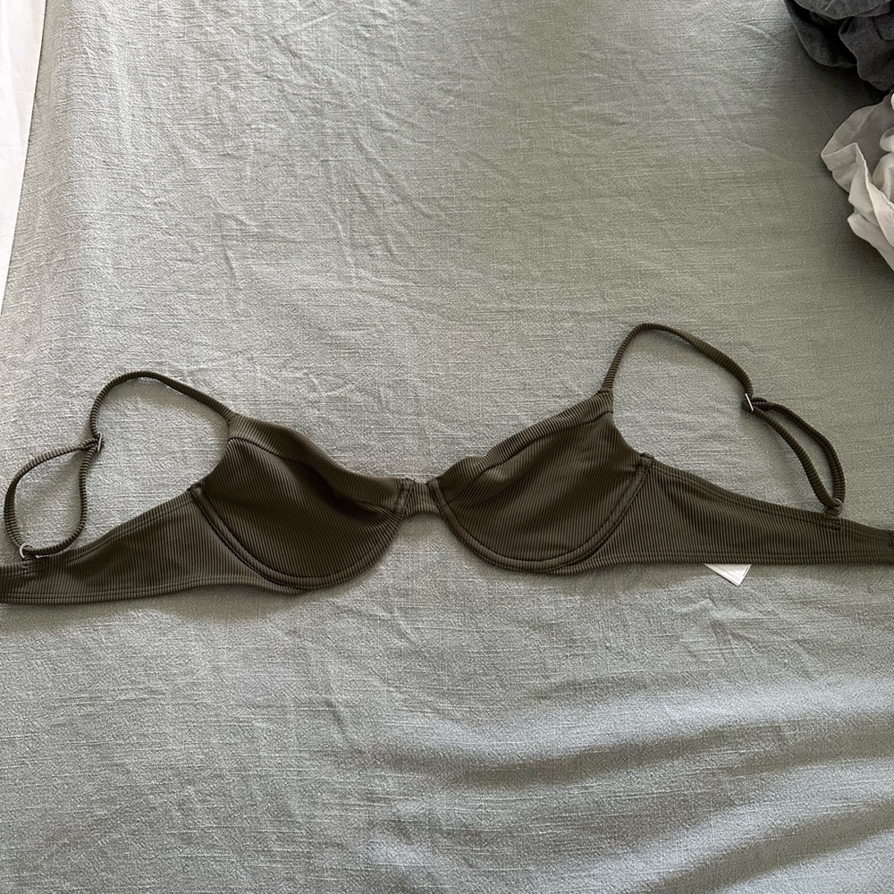 Abercrombie Ribbed Olive Green Underwire Bikini Swim Top